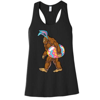 Bigfoot Easter Bunny Ears Egg Sasquatch Lover Gift Women's Racerback Tank