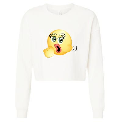 Blowjob Emoji Cropped Pullover Crew