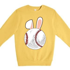 Baseball Easter Ball Bunny Catcher Gift Premium Crewneck Sweatshirt