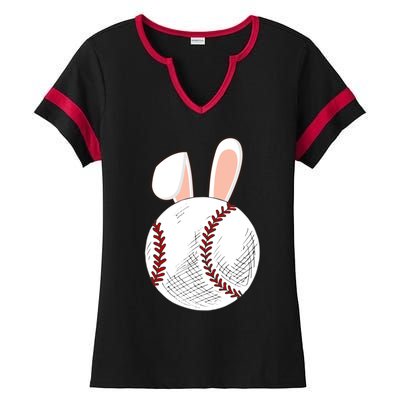 Baseball Easter Ball Bunny Catcher Gift Ladies Halftime Notch Neck Tee