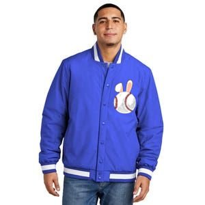 Baseball Easter Ball Bunny Catcher Gift Insulated Varsity Jacket