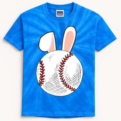 Baseball Easter Ball Bunny Catcher Gift Kids Tie-Dye T-Shirt