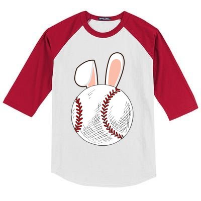 Baseball Easter Ball Bunny Catcher Gift Kids Colorblock Raglan Jersey