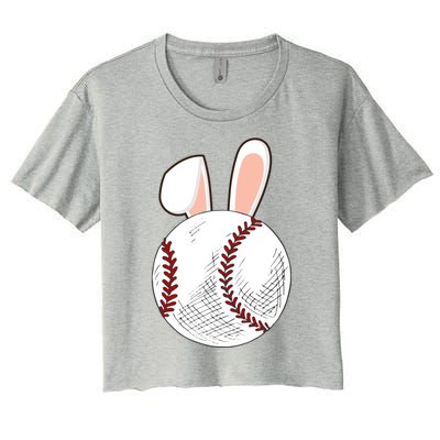 Baseball Easter Ball Bunny Catcher Gift Women's Crop Top Tee