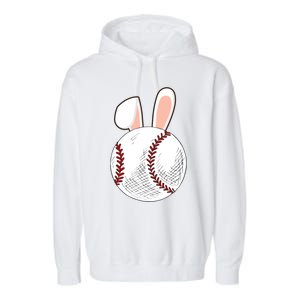 Baseball Easter Ball Bunny Catcher Gift Garment-Dyed Fleece Hoodie