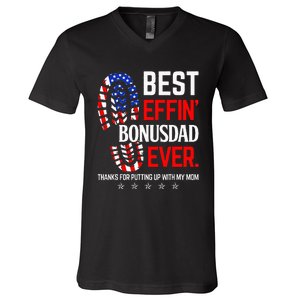 Best Effin Bonus Dad Ever Step Dad Fathers Day Gift V-Neck T-Shirt