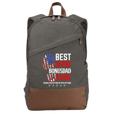 Best Effin Bonus Dad Ever Step Dad Fathers Day Gift Cotton Canvas Backpack
