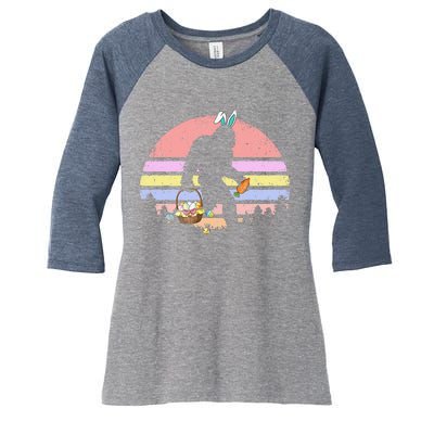 Bigfoot Easter Basket Bunny Vintage Bigfoot Women's Tri-Blend 3/4-Sleeve Raglan Shirt