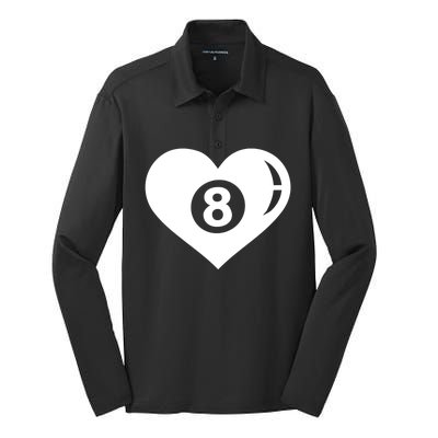 Billiards Eight Ball Gift Silk Touch Performance Long Sleeve Polo