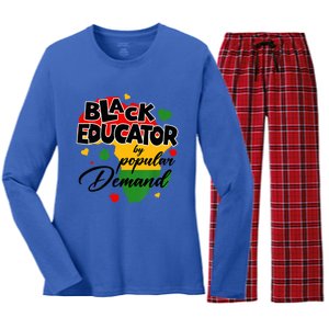 Black Educator By Popular Ded Black History Month Funny Gift Women's Long Sleeve Flannel Pajama Set 