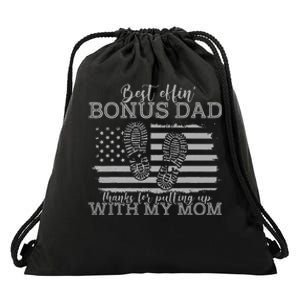 Best effin’ bonus dad ever thanks for putting with my mom Drawstring Bag