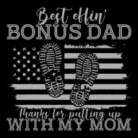 Best effin’ bonus dad ever thanks for putting with my mom Drawstring Bag