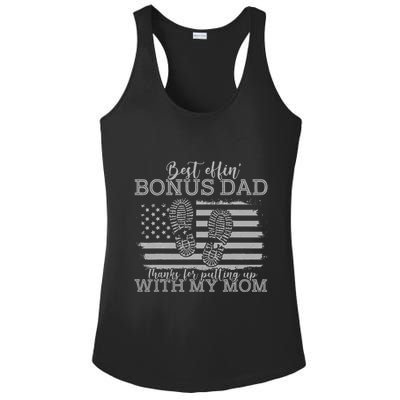 Best effin’ bonus dad ever thanks for putting with my mom Ladies PosiCharge Competitor Racerback Tank