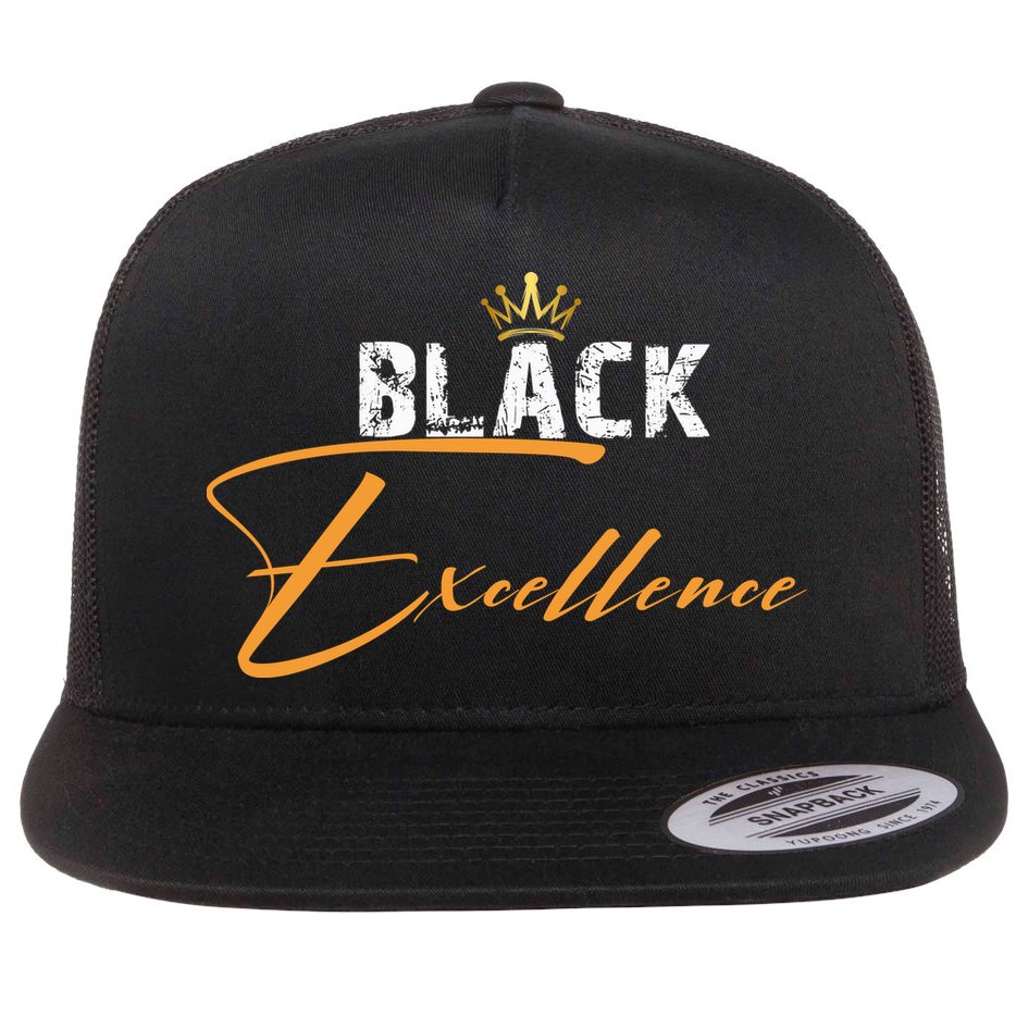 Black Excellence Flat Bill Trucker Hat