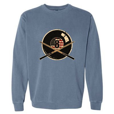 Billiards Eight Balls With American Flag Billiards Dad Gift For Father’s Day Garment-Dyed Sweatshirt