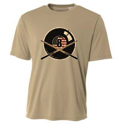 Billiards Eight Balls With American Flag Billiards Dad Gift For Father’s Day Cooling Performance Crew T-Shirt