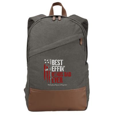 Best Effin’ Bonus Dad Ever Daddy Gun Rights American Flag Cotton Canvas Backpack