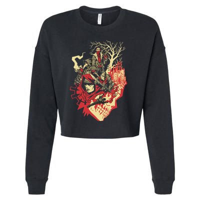 Blurry Eyes Cropped Pullover Crew