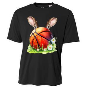 Basketball Easter Bunny Ears Easter Eggs Hunting Basket Cooling Performance Crew T-Shirt