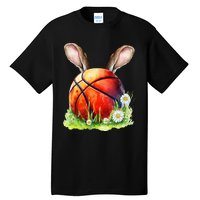 Basketball Easter Bunny Ears Easter Eggs Hunting Basket Tall T-Shirt