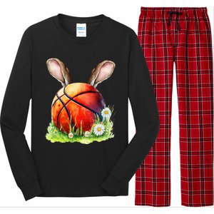 Basketball Easter Bunny Ears Easter Eggs Hunting Basket Long Sleeve Pajama Set