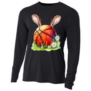 Basketball Easter Bunny Ears Easter Eggs Hunting Basket Cooling Performance Long Sleeve Crew