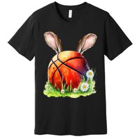 Basketball Easter Bunny Ears Easter Eggs Hunting Basket Premium T-Shirt