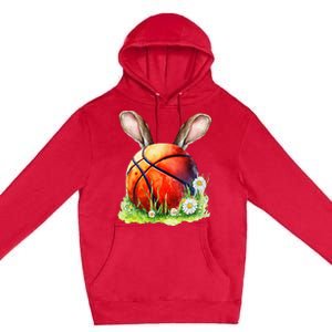 Basketball Easter Bunny Ears Easter Eggs Hunting Basket Premium Pullover Hoodie