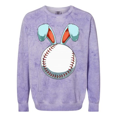 Baseball Easter Bunny Ears Easter Eggs Hunting Basket Colorblast Crewneck Sweatshirt