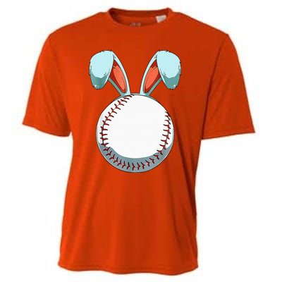 Baseball Easter Bunny Ears Easter Eggs Hunting Basket Cooling Performance Crew T-Shirt