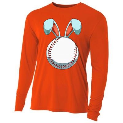 Baseball Easter Bunny Ears Easter Eggs Hunting Basket Cooling Performance Long Sleeve Crew