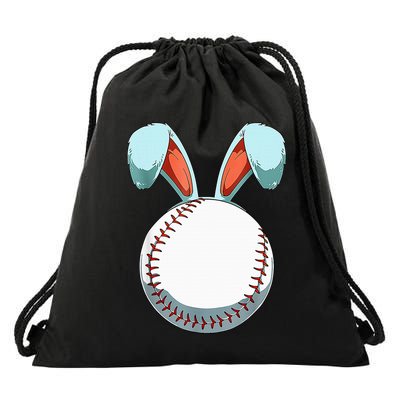 Baseball Easter Bunny Ears Easter Eggs Hunting Basket Drawstring Bag