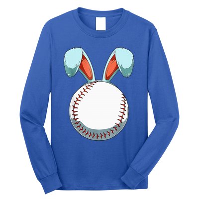 Baseball Easter Bunny Ears Easter Eggs Hunting Basket Long Sleeve Shirt