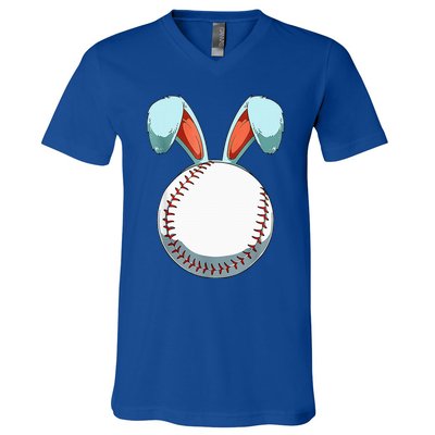 Baseball Easter Bunny Ears Easter Eggs Hunting Basket V-Neck T-Shirt