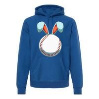 Baseball Easter Bunny Ears Easter Eggs Hunting Basket Premium Hoodie