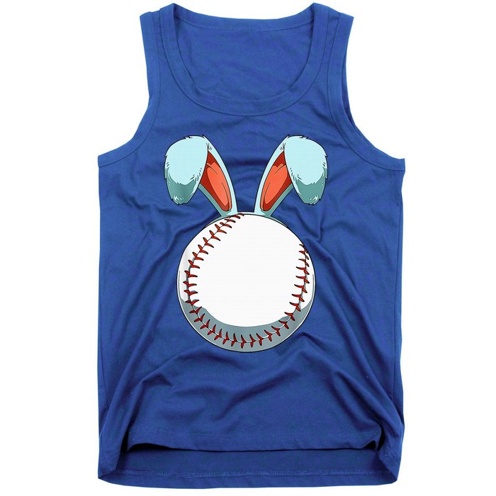 Baseball Easter Bunny Ears Easter Eggs Hunting Basket Tank Top