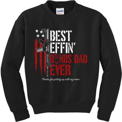 Best Effin’ Bonus Dad Ever Daddy Gun Rights American Flag Kids Sweatshirt