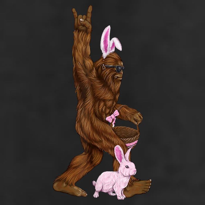 Bigfoot Easter Bunny Cute 7 Panel Mesh Trucker Snapback Hat
