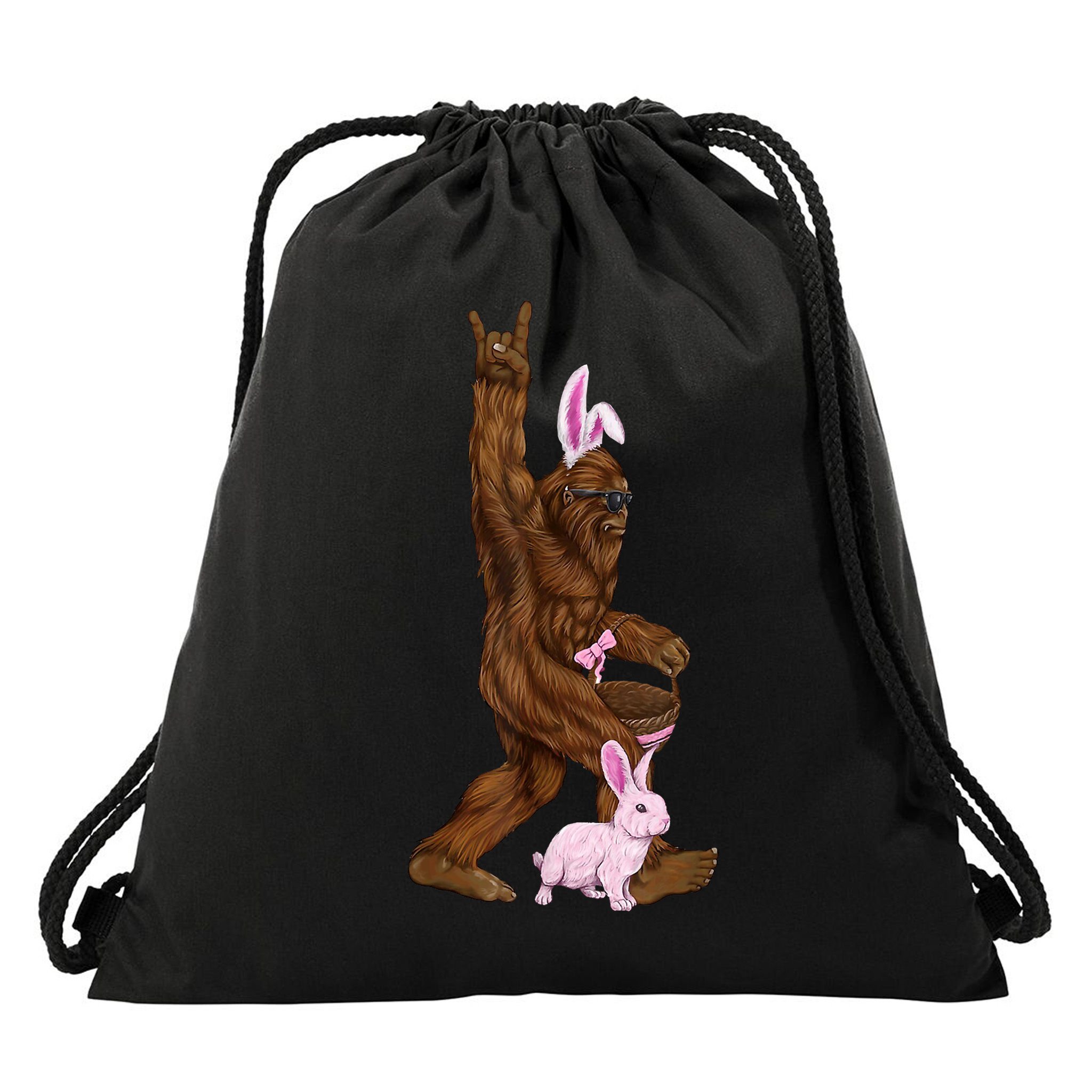Bigfoot Easter Bunny Cute Drawstring Bag