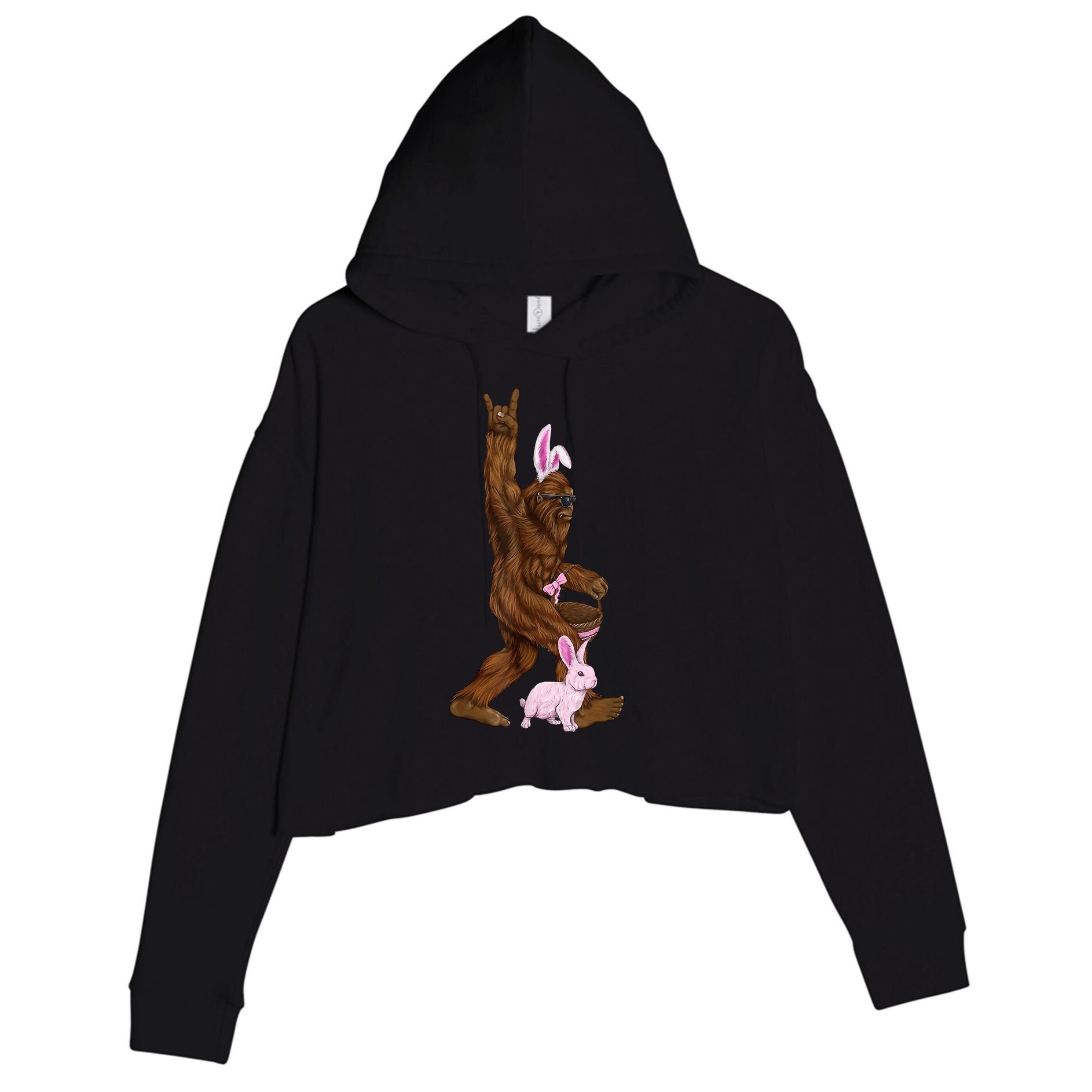 Bigfoot Easter Bunny Cute Crop Fleece Hoodie