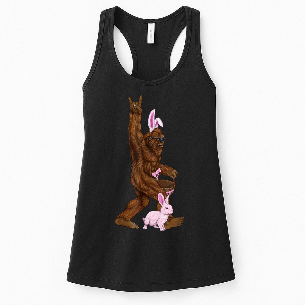 Bigfoot Easter Bunny Cute Womens Tank Top