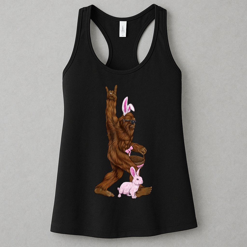 Bigfoot Easter Bunny Cute Womens Tank Top