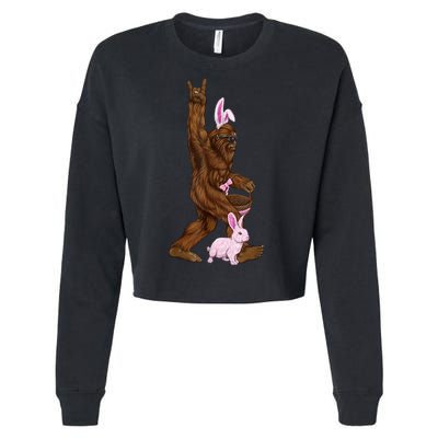 Bigfoot Easter Bunny Cute Cropped Pullover Crew