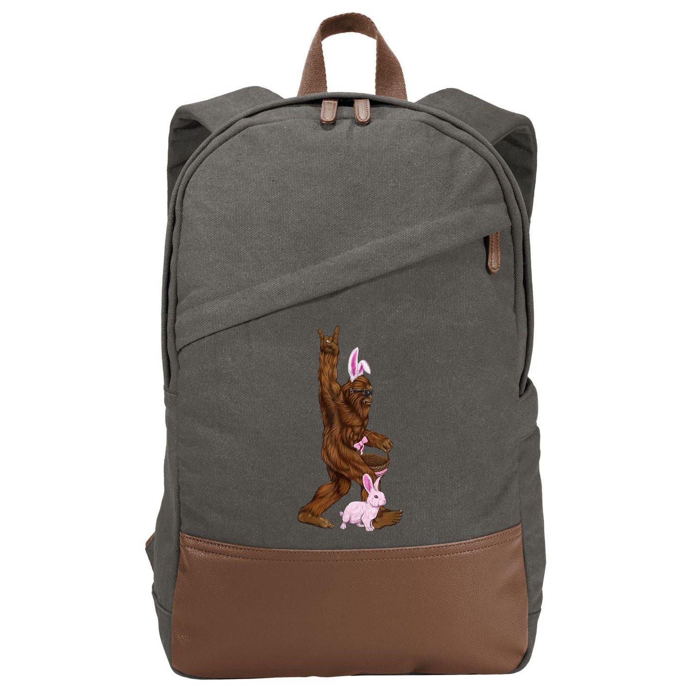 Bigfoot Easter Bunny Cute Cotton Canvas Backpack