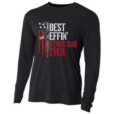 Best Effin’ Bonus Dad Ever Daddy Gun Rights American Flag Cooling Performance Long Sleeve Crew