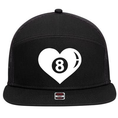 Billiards Eight Ball Gift 7 Panel Mesh Trucker Snapback Hat