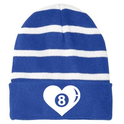 Billiards Eight Ball Gift Striped Beanie with Solid Band