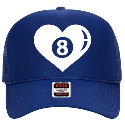 Billiards Eight Ball Gift High Crown Mesh Back Trucker Hat