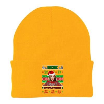 Bebe It's Cold Outside Ugly Christmas Sweater Knit Cap Winter Beanie