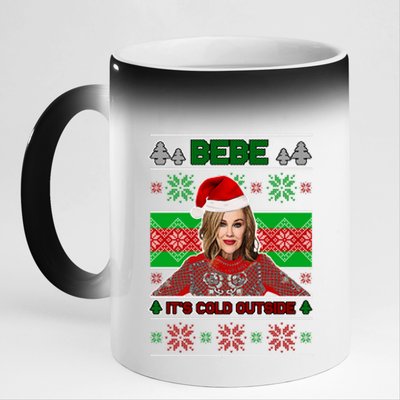 Bebe It's Cold Outside Ugly Christmas Sweater 11oz Black Color Changing Mug